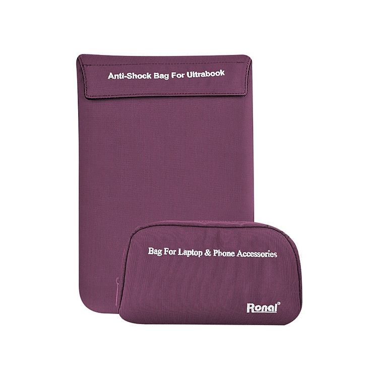 Combo Túi Chống Sốc Ultrabook Và Túi Phụ Kiện Ronal Combo03 New - Tím