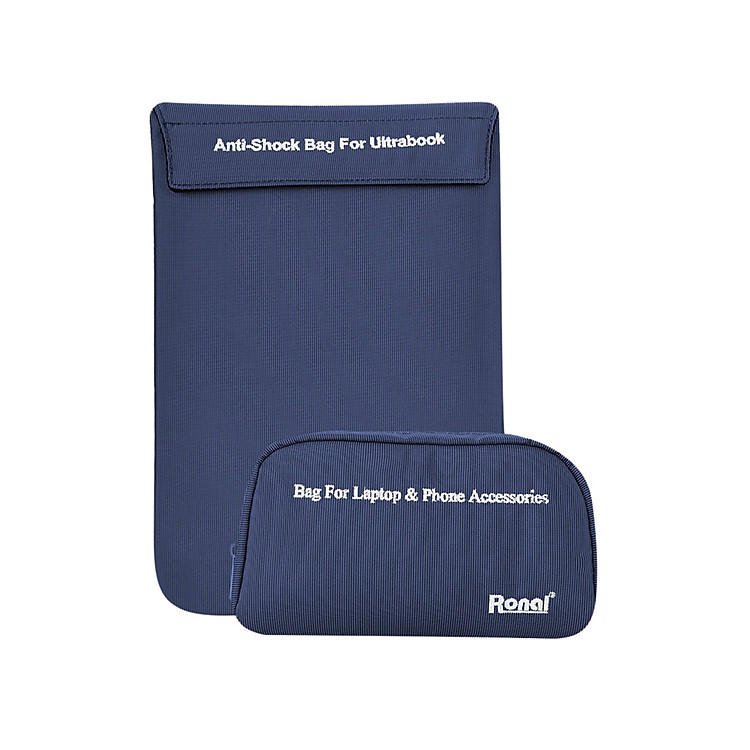 Combo Túi Chống Sốc Ultrabook Và Túi Phụ Kiện Ronal Combo03 New - Xanh