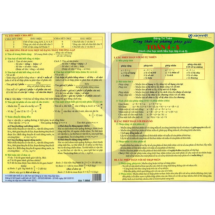 Sách Công Thức Và Phương Pháp Giải Toán Lớp 4 - 5