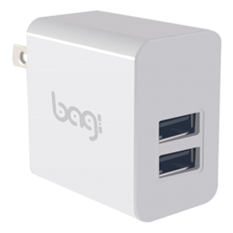 Cốc Sạc Nhanh 2 Cổng USB Bagi (3A) - Trắng - Hàng Chính Hãng