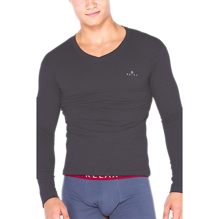 Áo Cổ Tim Tay Dài Relax RTKA011 - Tiêu Đen