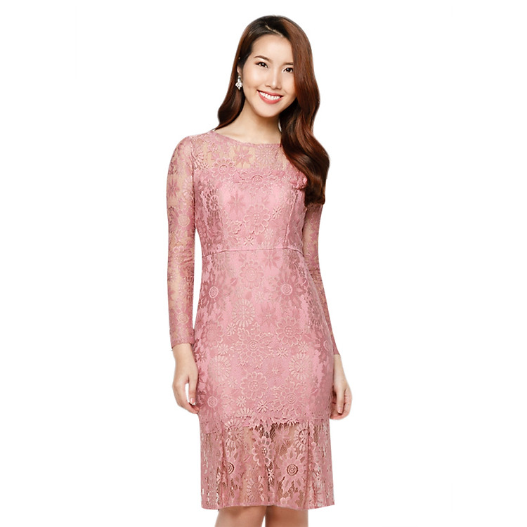 Đầm Ren Đuôi Cá 2 Lớp La Belle D210 - Hồng Tím Nhạt