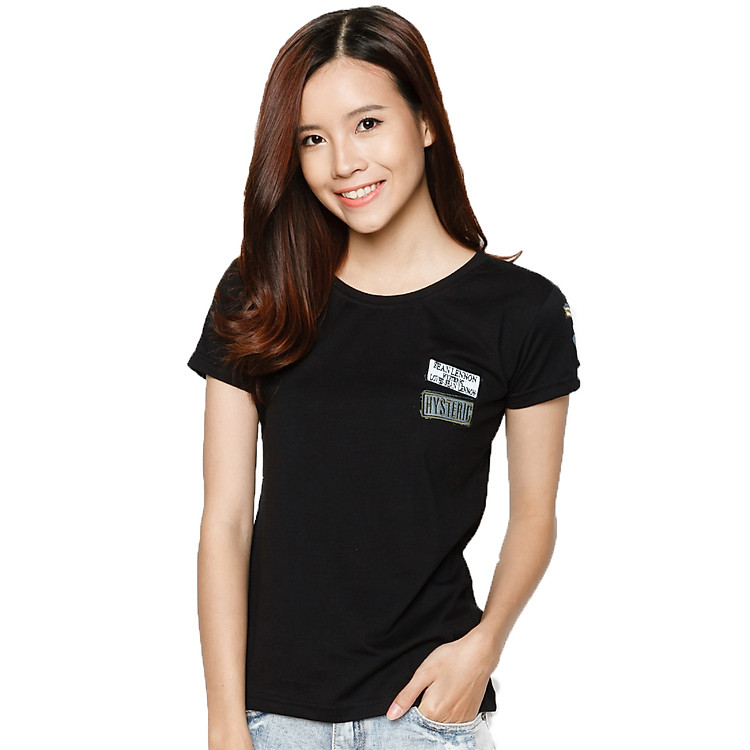 Áo Thun Nữ Thêu Logo Cá Tính T&D D33 - Đen