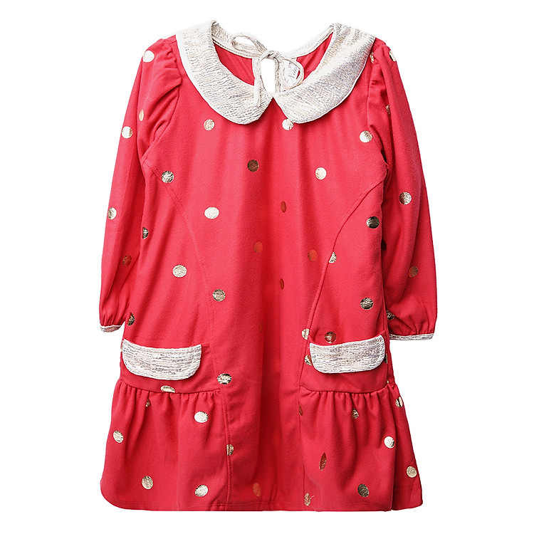 Đầm Tay Dài Cổ Sen Cirino D_BCCHUA_DBV Họa Tiết Chấm Bi - Đỏ