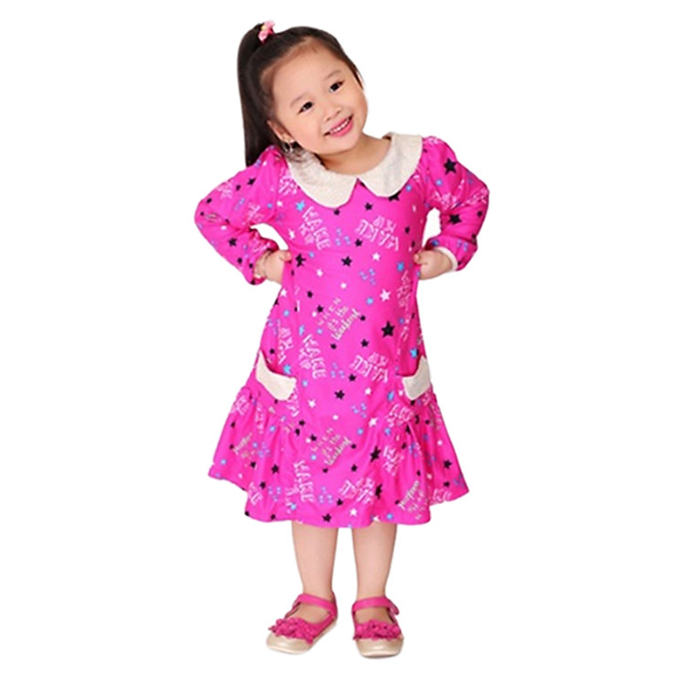 Đầm Tay Dài Cổ Sen Cirino D_BCCHUA_HNSAO In Hình Sao - Hồng Đậm