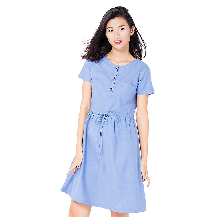 Đầm Xòe Dây Rút Cổ Trụ CIRINO D_DRPT_XANH004FS - Xanh Biển (Freesize)