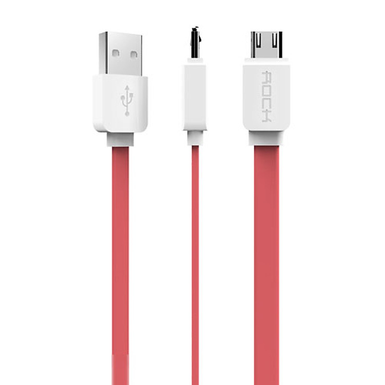 Cáp Sạc Micro USB Rock Flat Data 100cm - Hàng Chính Hãng