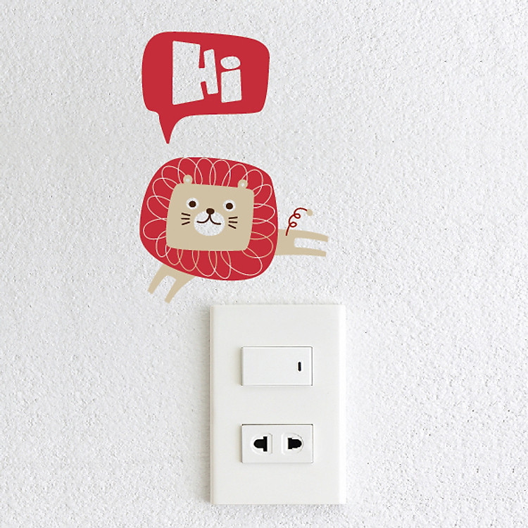 Decal Trang Trí Ổ Cắm Điện NineWall Hi-lion DE011e