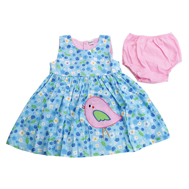 Đầm Bé Gái Hoa Và Họa Mi Lubo DH1HM - Xanh