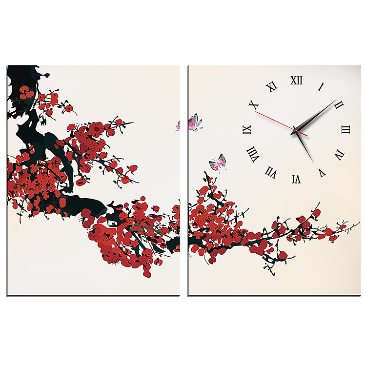 Tranh Đồng Hồ Vicdecor DHT0246 – Đào Tết 3