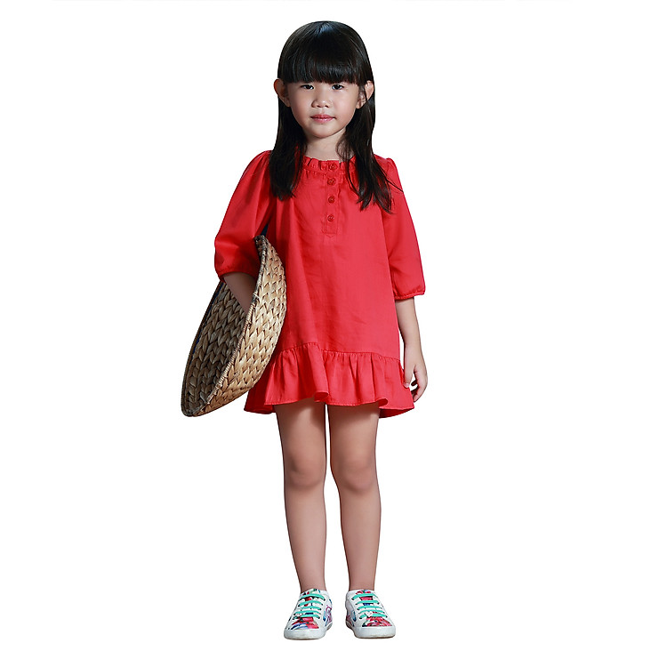 Đầm Suông Vạt Bèo Bé Gái Teps ĐM006 – Đỏ