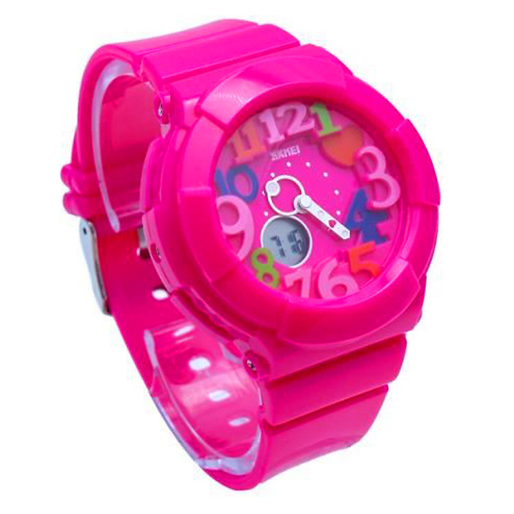 Đồng Hồ Bé Gái Dây Plastic SKMEI SK-AD1020 - Hồng Đậm
