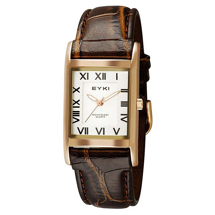 Đồng Hồ Nam Dây Da Eyki EET8116G (26 x 32 mm) - Nâu Mặt Trắng