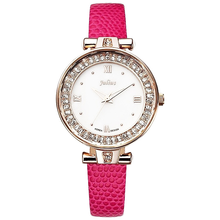Đồng Hồ Nữ Dây Da Julius JA746 - Màu Hồng