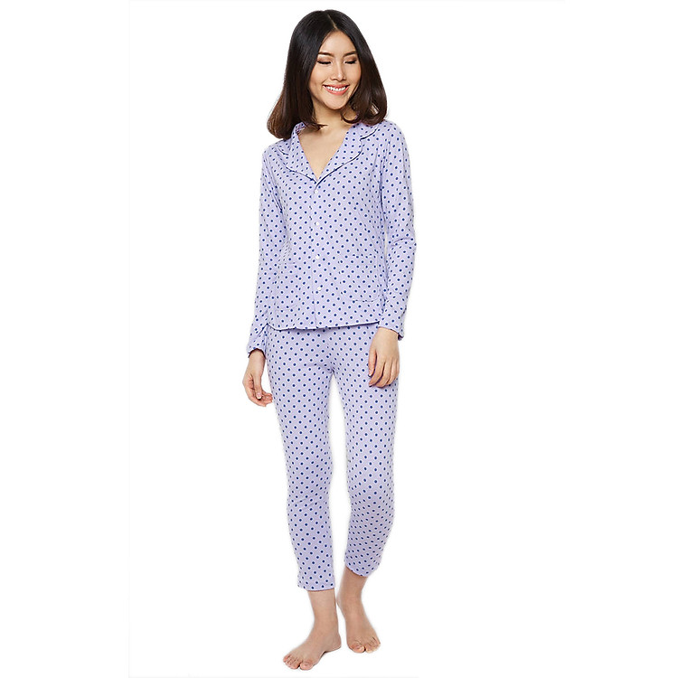 Đồ Bộ Pyjama Labelle DP2 - Tím Chấm Bi Xanh