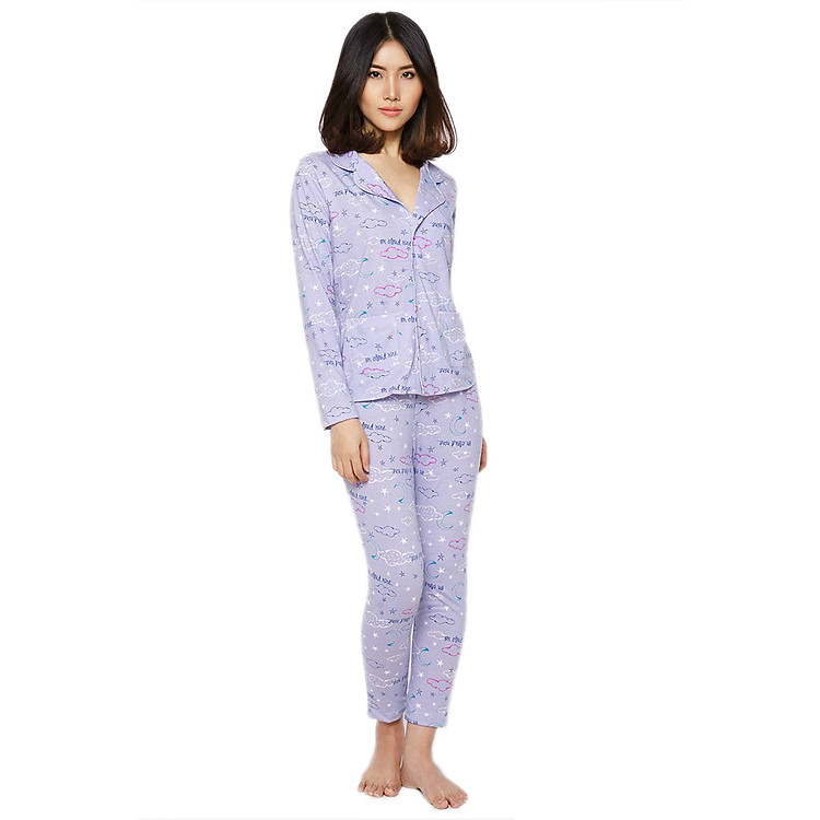 Đồ Bộ Pyjama Labelle DP2 - Tím Họa Tiết