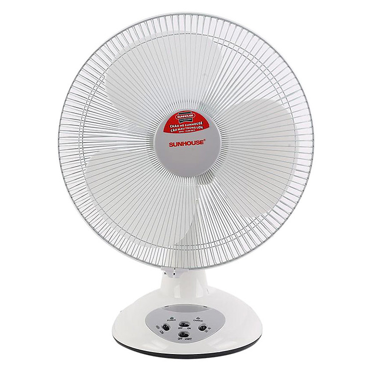 Quạt Bàn Sạc Tích Điện Sunhouse SH722 - Trắng - Hàng chính hãng
