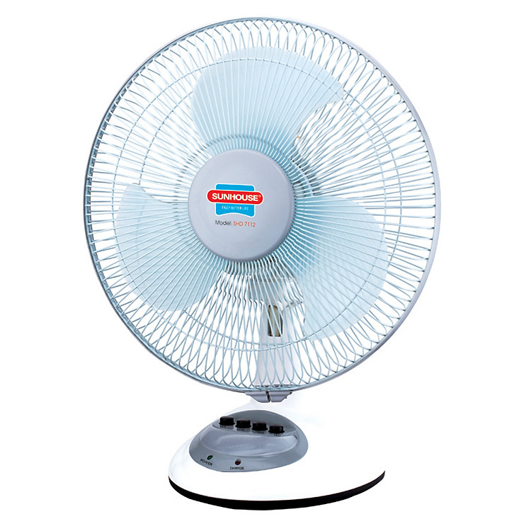 Quạt Bàn Sạc Tích Điện Sunhouse SHD7112 - Trắng Xám - Hàng chính hãng