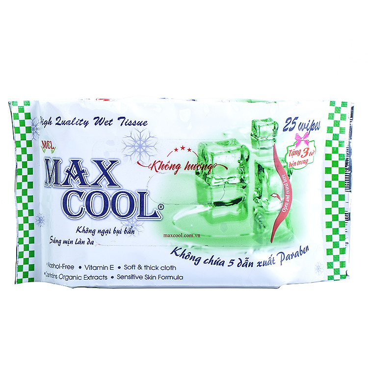 Khăn Ướt MaxCool Không Hương 25 Tờ