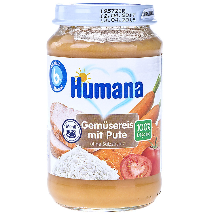 Thức Ăn Dinh Dưỡng Humana (Thịt Gà Tây - Rau Củ - Gạo) 70213 - 190g