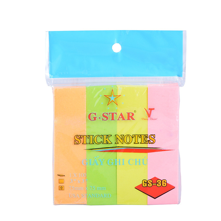 Giấy Note 4 Màu Dạ Quang G-Star