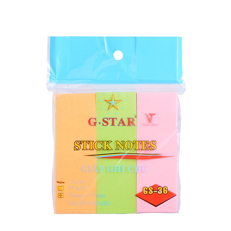 Giấy Note 3 Màu Dạ Quang G-Star