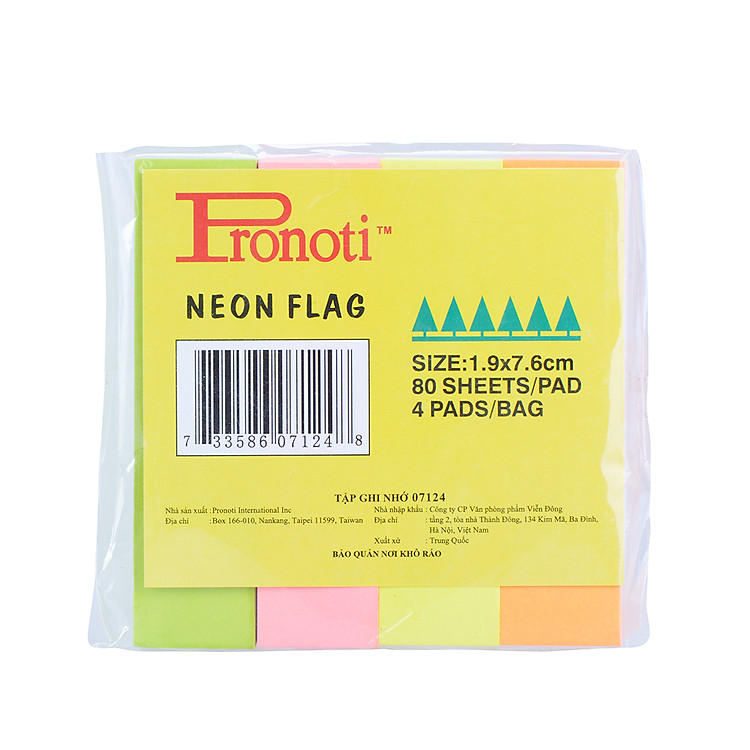 Giấy Note 4 Màu Dạ Quang Pronoti