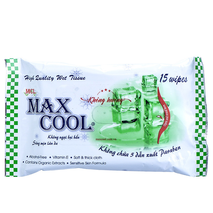 Khăn Ướt MaxCool Không Hương 15 Tờ