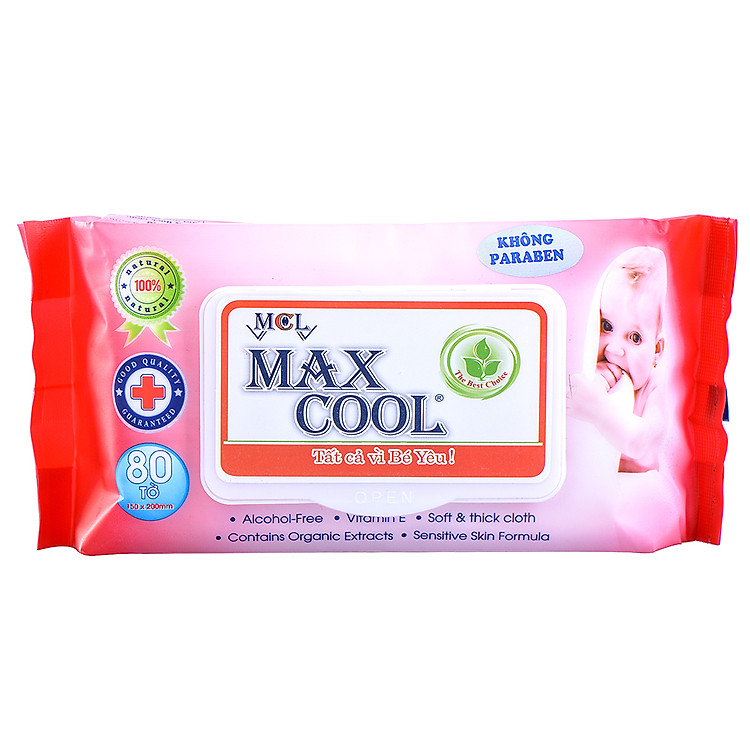 Khăn Ướt Cao Cấp MaxCool Có Hương Màu Đỏ 80 Tờ