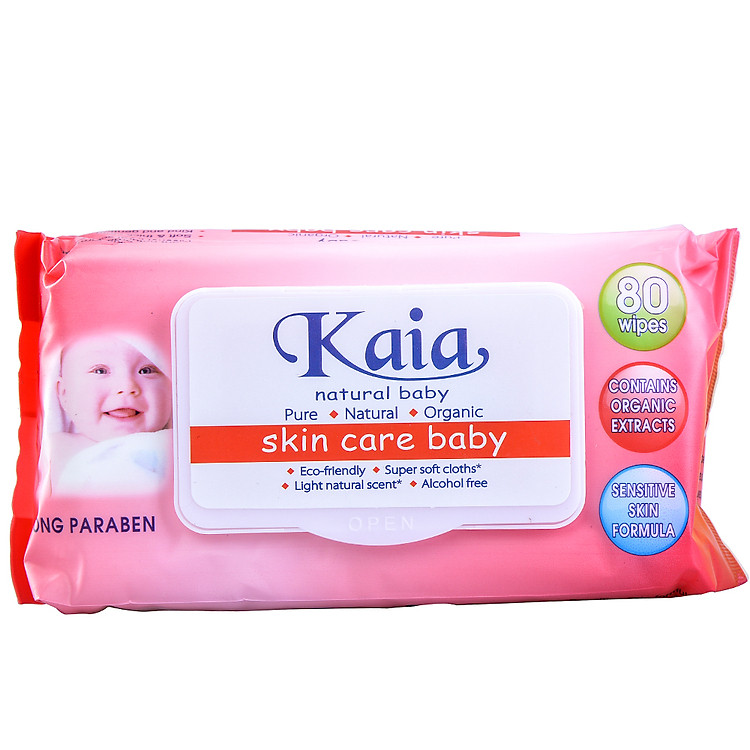 Khăn Ướt Cao Cấp Kaia Hương Phấn Màu Đỏ 80 Tờ