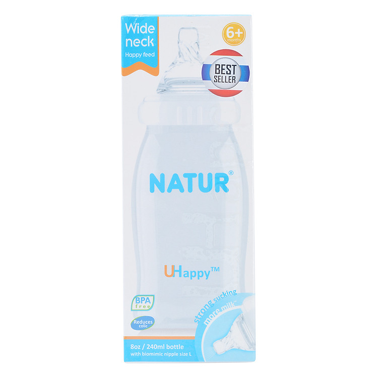 Bình Sữa Natur Uhappy Cổ Rộng 8oz (240ml)