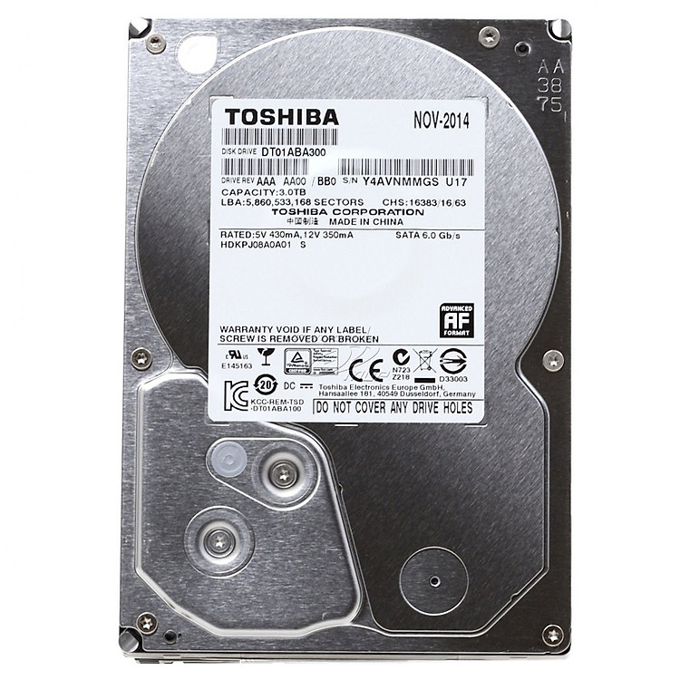 Ổ Cứng HDD Camera Toshiba 3TB/32MB/5700rpm/3.5 - DT01ABA300V - Hàng chính hãng