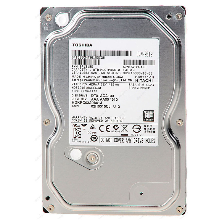 Ổ Cứng HDD Toshiba 1TB/32MB/7200rpm/3.5 - HDWD110UZSVA - Hàng chính hãng