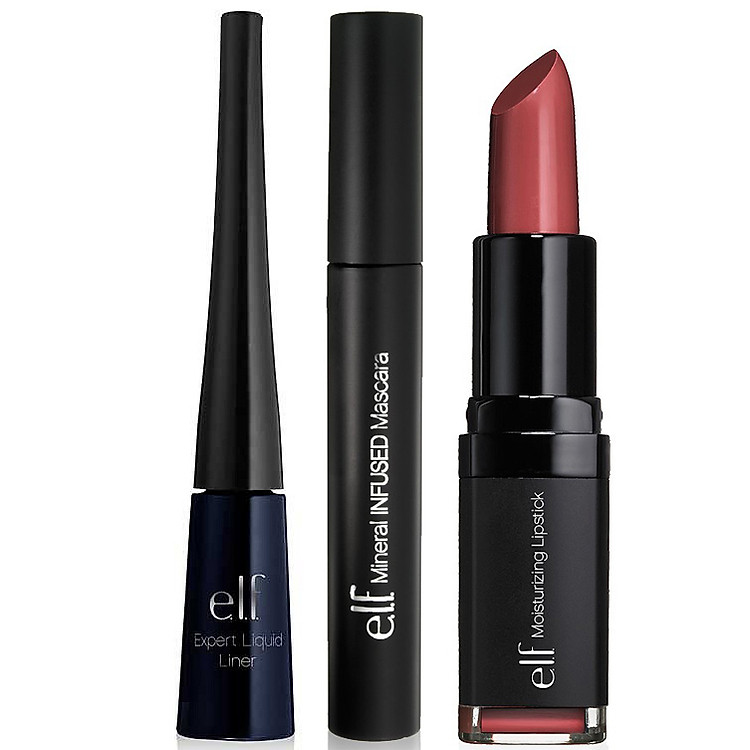 Combo Làm Đẹp E.L.F Gồm Son Môi Dưỡng Ẩm Tuyệt Sắc + Mascara Bổ Sung Dưỡng Chất Nuôi Dưỡng Mi + Bút Vẽ Mắt Nước Chuyên Nghiệp