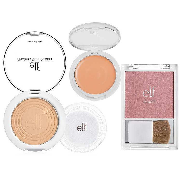 Combo Làm Đẹp E.L.F Gồm Phấn Trang Điểm Hoàn Hảo + Phấn Má Hồng Ánh Nhũ + Kem Che Khuyết Điểm Toàn Diện