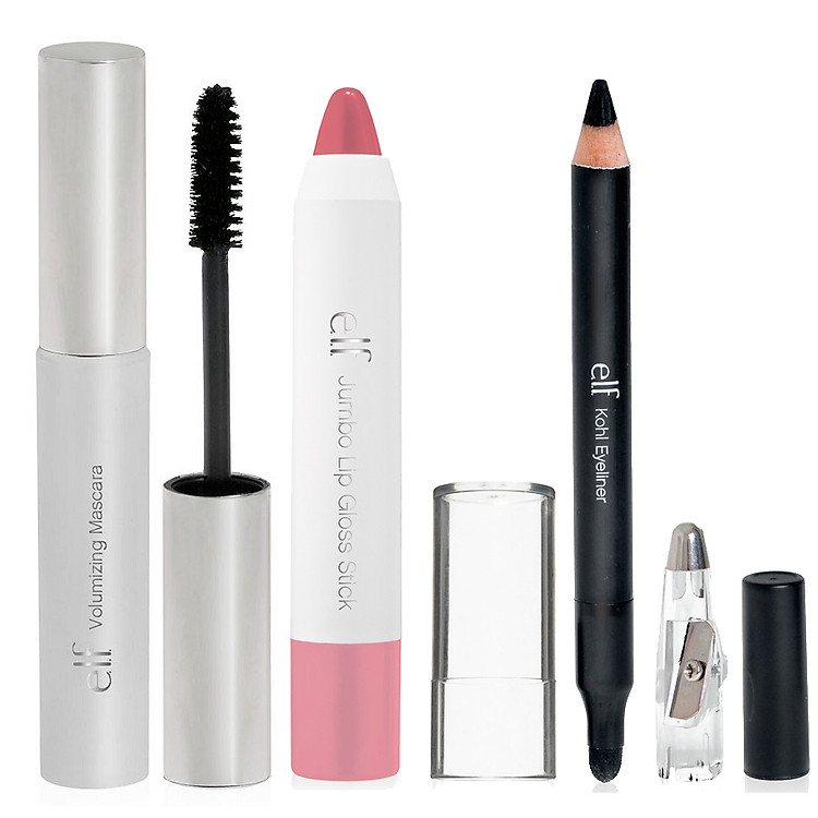 Combo Làm Đẹp E.L.F Gồm Son Bóng Dưỡng Môi Dạng Bút + Mascara Làm Dày Mi + Chì Kẻ Viền Mắt Kohl
