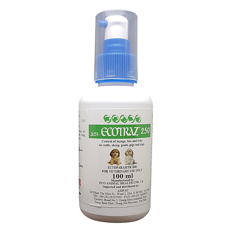 Thuốc Phun Xịt Ve, Rận, Bọ Chét Chó Mèo ASI Ecotraz 250 (100ml)