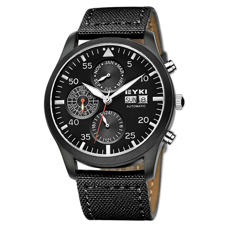Đồng Hồ Nam Dây Vải Bọc Da EYKI EFL8733L - Đen