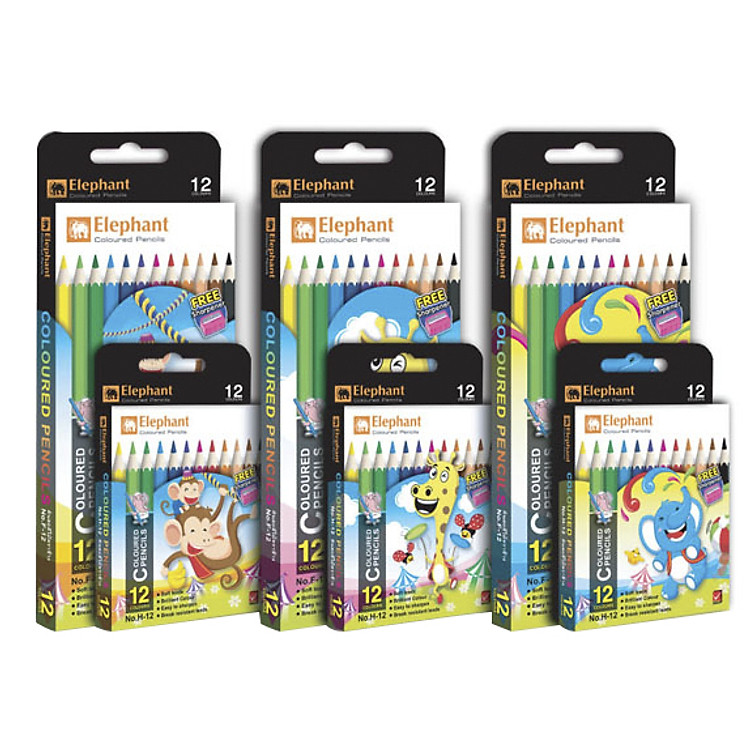 Bút Chì Ngắn 12 Màu Elephant H12