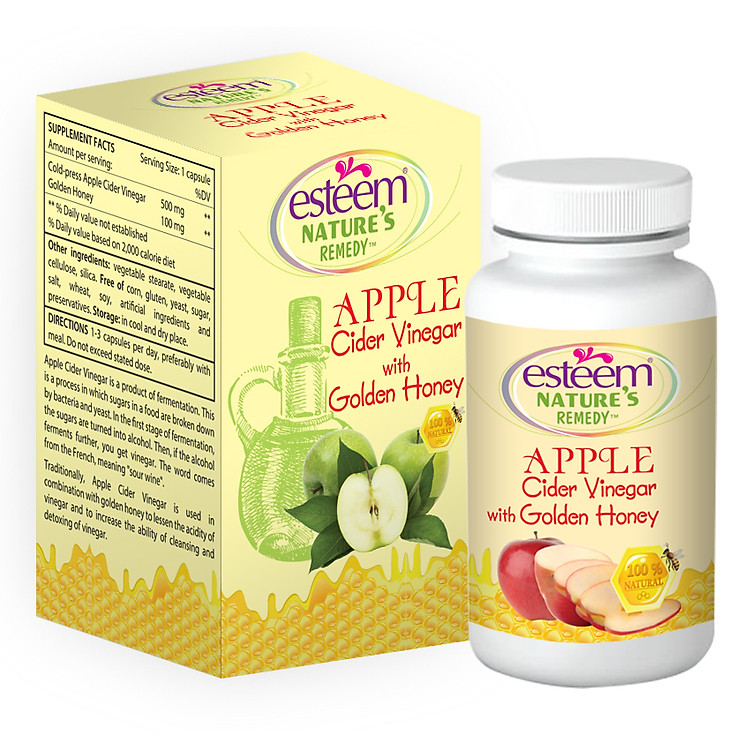 Thực Phẩm Chức Năng Viên Uống Hỗ Trợ Giảm Cân Esteem Natural Remedy Apple Cider Vinergar With Golden Honey (Hộp 60 Viên)