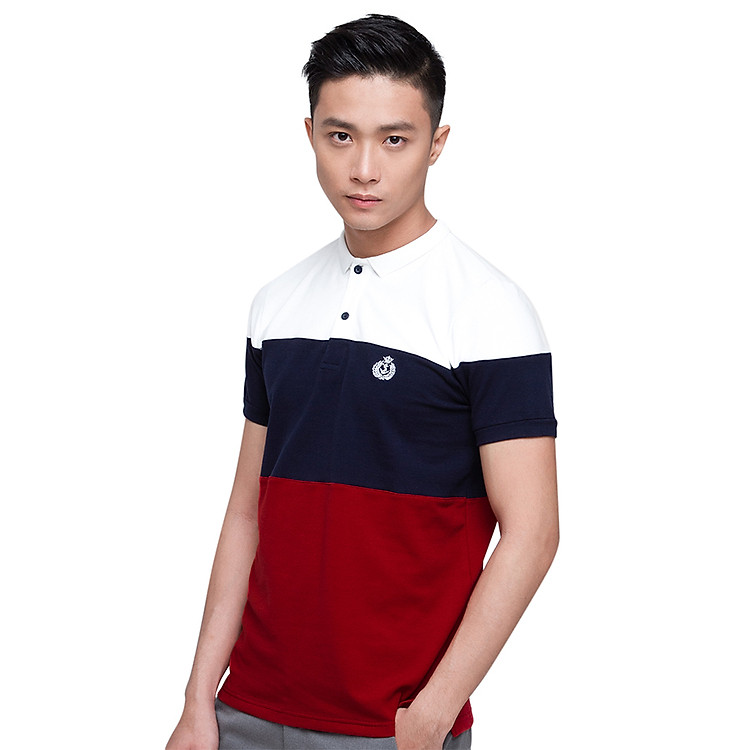 Áo Polo Nam F2 Fashion F2-POM-T-120 - Trắng Xanh Đỏ