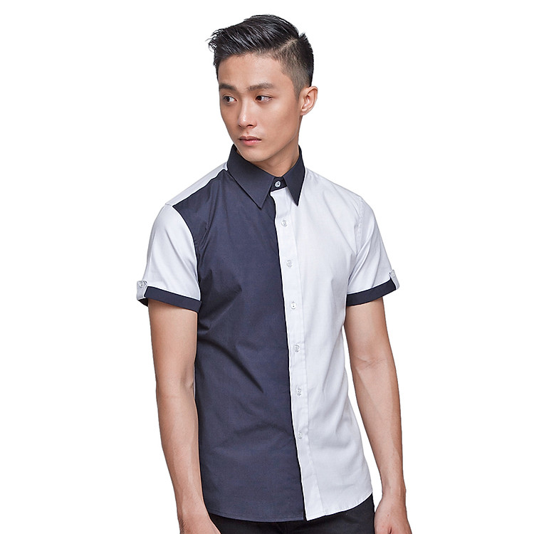Áo Sơ Mi Nam F2 Fashion F2-SHM-D-46 - Trắng Phối Đen
