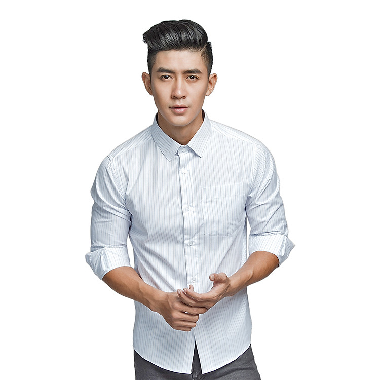 Sơ Mi Nam Dài Tay F2 Fashion F2-SHM-D-74 - Trắng Sọc
