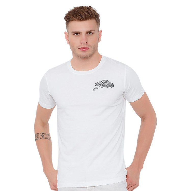 Áo Thun Nam Cổ Tròn In Họa Tiết Đám Mây F2 Fashion F2-TSM-39 - Trắng
