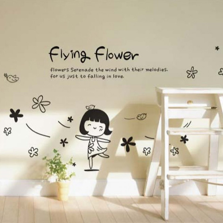 Decal Dán Tường NineWall Flying Flower BP016
