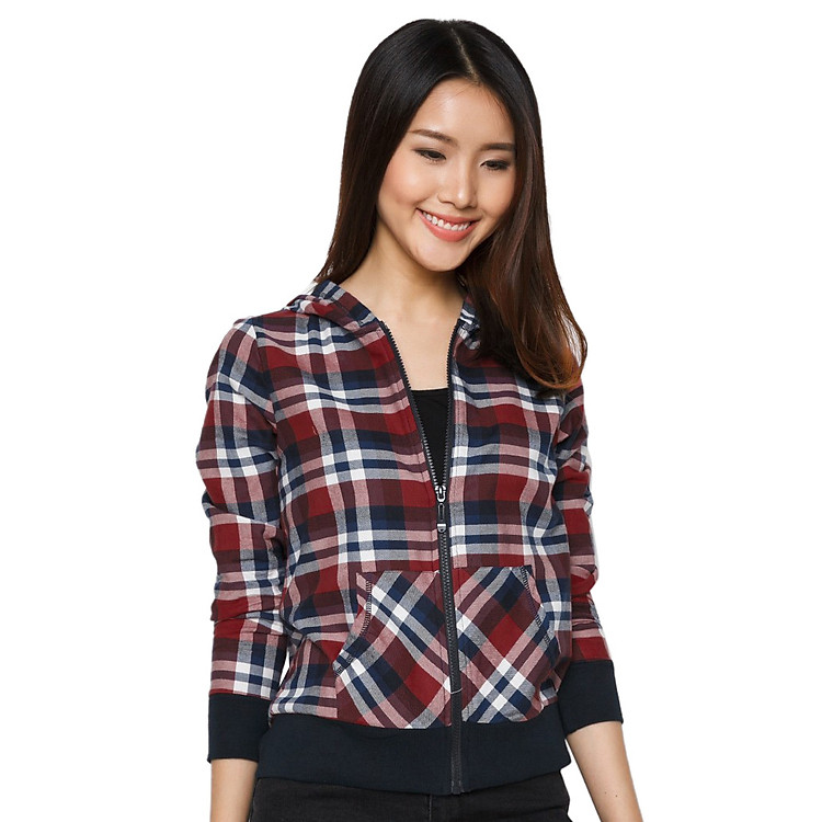 Áo Khoác Nữ Caro Jazzy FA99 - Caro Đỏ - Xanh Đen