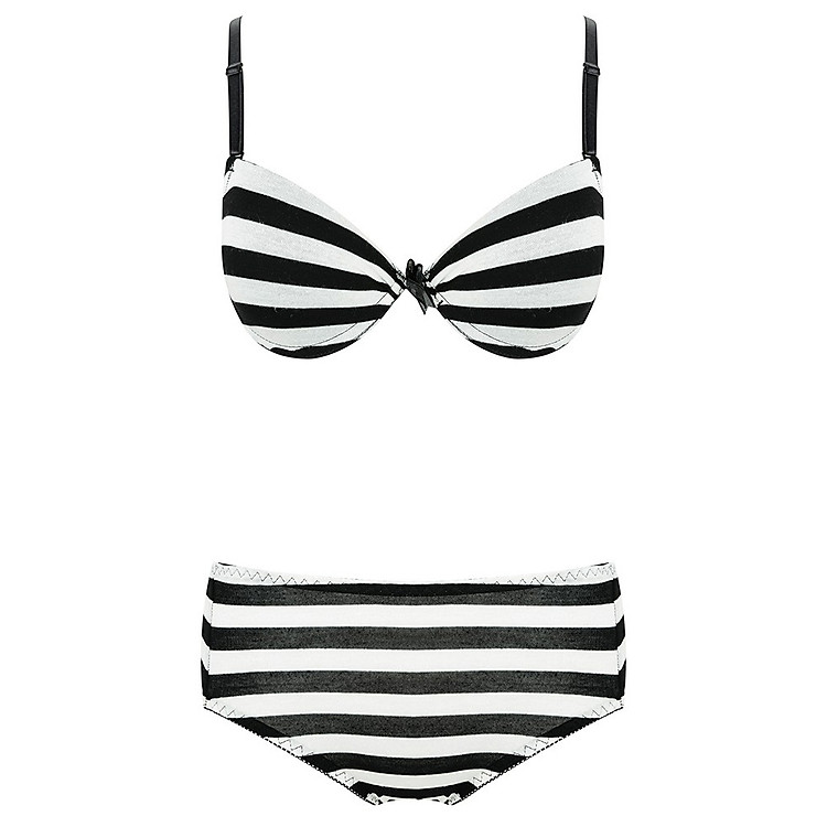 Bộ Đồ Lót Nữ Sọc Jazzy FBL01 - Trắng Xám