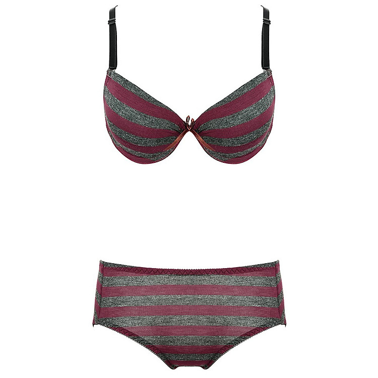 Bộ Đồ Lót Nữ Sọc Jazzy FBL01 - Xám Đỏ