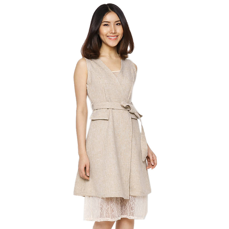 Set Đầm Gile Vest Áo Lót Ren Labelle D191 - Kem