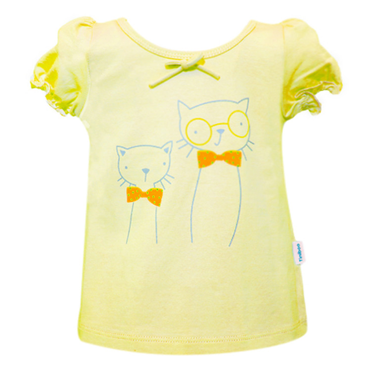 Áo Thun Tay Ngắn In Hình Mèo Tiniboo - Vàng